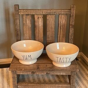 NEW - Rae Dunn Ceramic 'YUM' and 'TASTY' Bowls - Set of 2